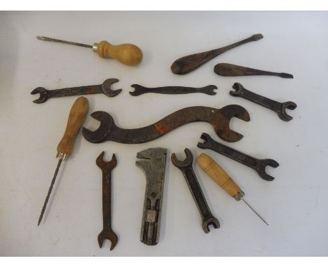 A mixed selection of tools to include BSA, Shelley, Jenbo spanners etc. 