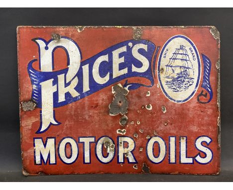 A Price's Motor Oils rectangular double sided enamel sign, lacking hanging flange, 24 x 18".