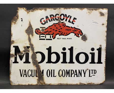 A Gargoyle Mobiloil double sided enamel sign, lacking hanging flange, 20 x 16".