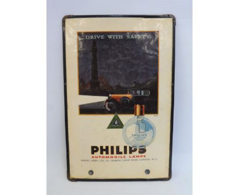A Philips Automobile Lamps rectangular celluloid advertisement, 8 x 12". 