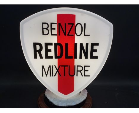 A reproduction Redline Benzol Mixture glass petrol pump globe. 