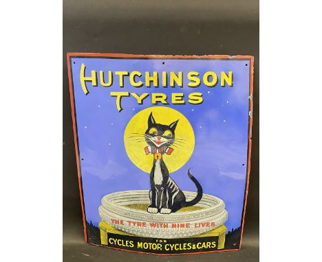 An extremely rare and early pictorial enamel sign advertising 'Hutchinson Tyres for Cycles, Motor Cycles and Cars', depicting