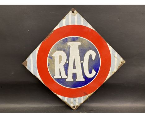 An early RAC lozenge shaped single sided enamel sign, 18 x 18". 