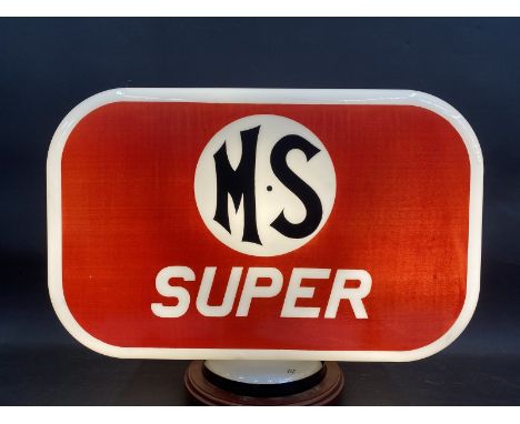 A rare Munster Sims Super glass petrol pump globe by Webb's Crystal Glass Co. Ltd., fully stamped underneath 'Property of Mun