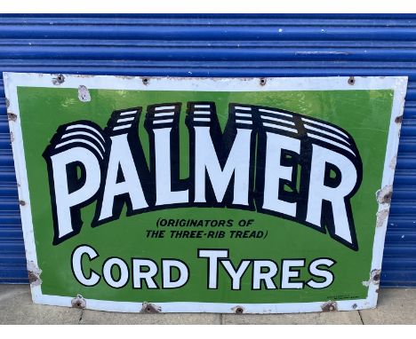 A large Palmer Cord Tyres rectangular enamel sign, by Hancock &amp; Corfield, Imperial Works, Mitcham, in excellent condition