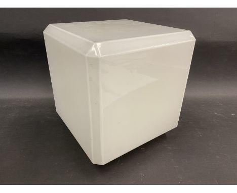 A square milk glass oil type globe, unlettered. 