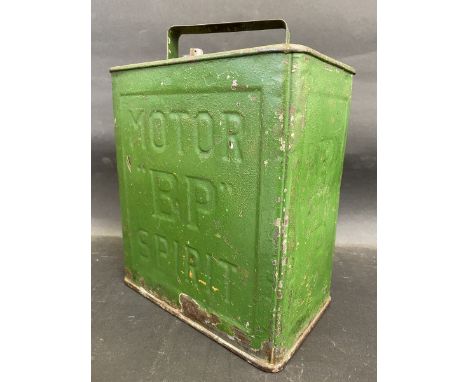 A BP Motor Spirit two gallon petrol can in lovely, original condition with a correct BP brass cap. 