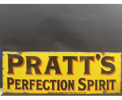 A Pratt's Perfection Spirit rectangular enamel sign by Imperial, 52x 18".