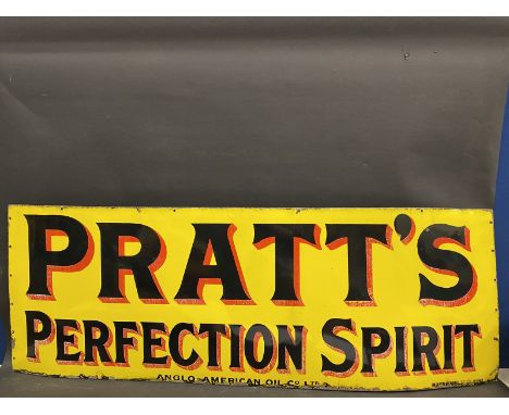 A Pratt's Perfection Spirit rectangular enamel sign by Imperial Enamel, in superb condition, 52 x 18".