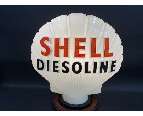 A Shell Diesoline glass petrol pump globe by Hailware, slight fading to the red otherwise excellent. 