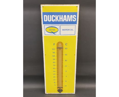 A Duckhams 20-50  Motor Oil enamel thermometer sign by Burnham of London, 13 x 36". 