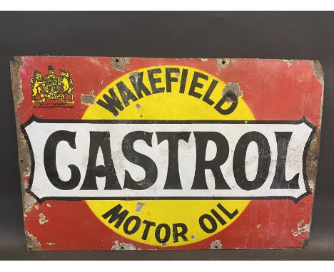 A Wakefield Castrol Motor Oil rectangular enamel sign by Stocal of Burton &amp; B'Ham, 30 x 20".