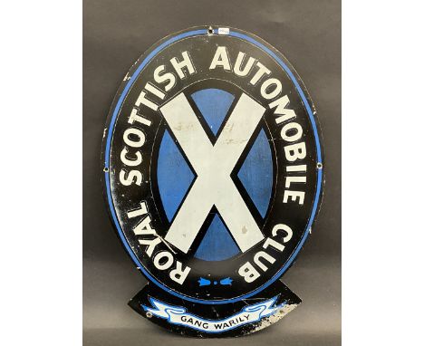 An unusual Royal Scottish Automobile Club aluminium single sided advertising sign, 16 1/2 x 23". 