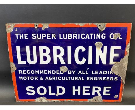 A Lubricine 'The Super Lubricating Oil rectangular enamel sign, 24 x 18".