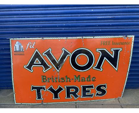 A large Avon British Made Tyres rectangular enamel sign, 60 x 36".