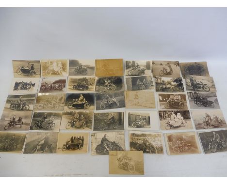 Pre-War Motorcycles - 36 black and white postcards, featuring mostly flat-tank bikes, including Levis, BSA, New Hudson, Norto