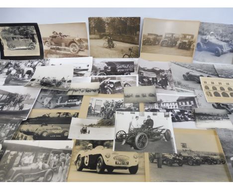 Motor Sport - an album of photographs, many older reproductions, some newer, of mostly pre-war cars, some in competition, pos