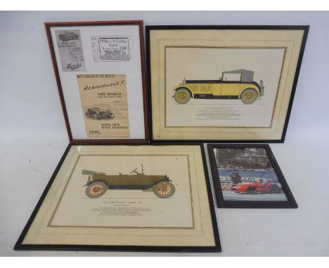Four framed and glazed motoring prints. 
