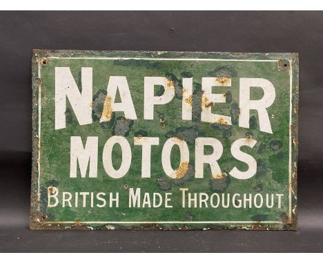 An early Napier Motors rectangular double sided enamel sign by Wildman &amp; Meguyer, lacking hanging flange, 24 x 16". 