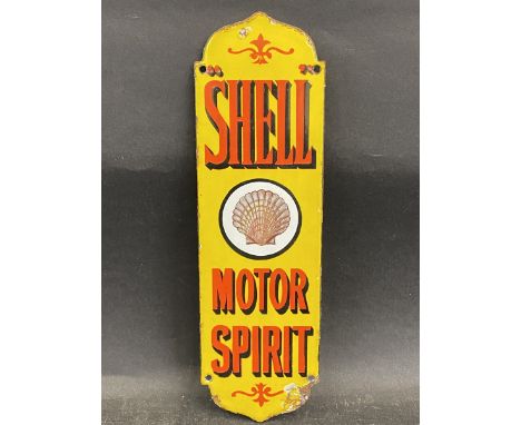 A rare Shell Motor Spirit enamel finger plate in excellent condition, 3 1/4 x 10 3/4". 