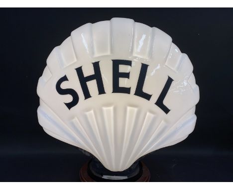 A 'Fat' Shell glass petrol pump globe by Webb's Crystal Glass Co. Ltd in good original condition, fully stamped underneath 'P