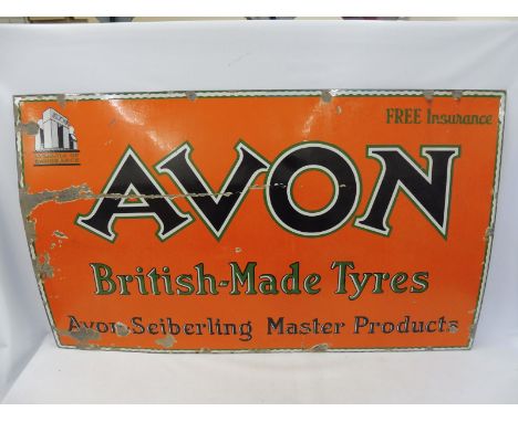 A large Avon Tyres rectangular enamel sign, 60 x 36".