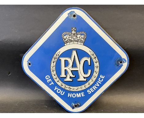 A small RAC Get You Home Service lozenge shaped enamel sign, 8 1/2 x 8 1/2". 