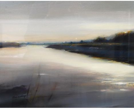 JAMES MACAULAY (SCOTTISH, B. 1940) White light River Nith, Signed lower left, oil on canvas, 39cm x 49cm.&nbsp; &nbsp;ARR
