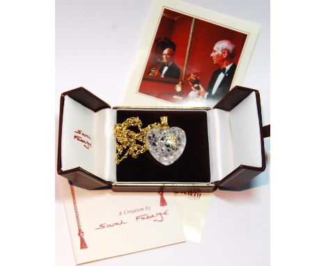 Sarah Fabergé diamond heart pendant with applied diamond-set star and similar 18ct gold loop, 1995, on 9ct necklet, with case