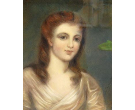 LATE 19TH CENTURY SCHOOL Portrait of a young ladyIndistinctly signed lower right, pastel, 54cm x 43cm.