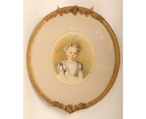 AL...(?) STANESBY (19th Century), Portrait of a Young Girl, oval, watercolour and pencil heightened with white, signed and da
