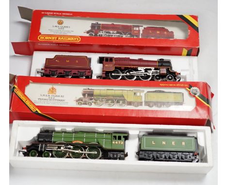 Five boxed Hornby Railways 00 gauge locomotives including; an LMS Black Five (R840), an LMS Class Five (R842), a BR Class 9F 