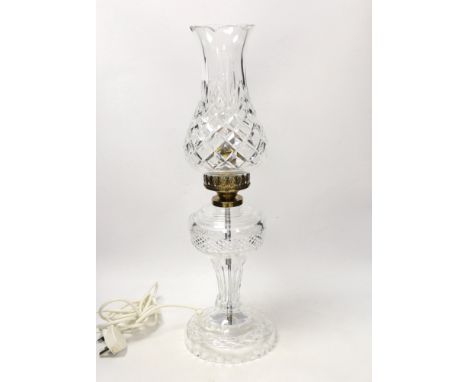 A Waterford cut glass table lamp and shade , 56cm high