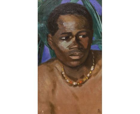 Oil on board, Portrait of an African gentleman, bears monogram, 50 x 29cm