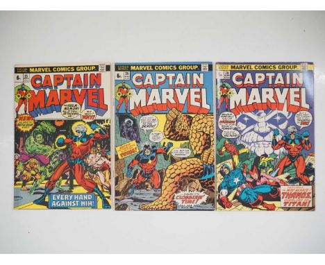 CAPTAIN MARVEL #25, 26, 28 (3 in Lot) - (1973 - MARVEL - UK Price Variant) - Start of the 'Thanos War' story arc - Includes t