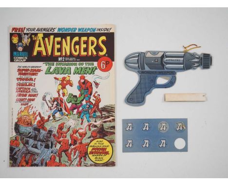 AVENGERS #2 (1973 - MARVEL UK) - Rare opportunity to pick up the second issue with the WONDER WEAPON Free Gift AND ammunition