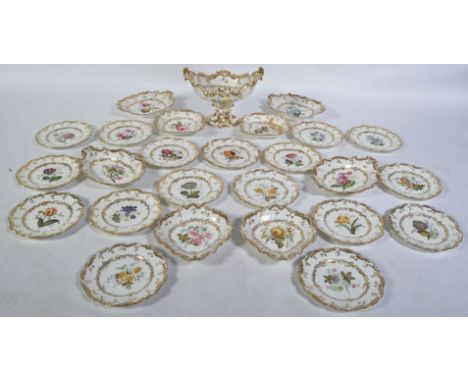 A believed Royal Worcester late 18th&nbsp; / 19th century dinner service. The gilt edged plates to include individual painted
