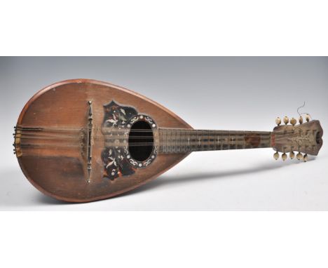 A 19th Century Italian ten string mandolin musical instrument by&nbsp;Umberto Ceccherini, Naples&nbsp;having tortoiseshell an