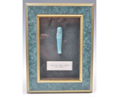 Ancient Egypt - A pale blue Egyptian faience Ushabti ( shabti ) funeral statuette of simple form and small proportions of mum