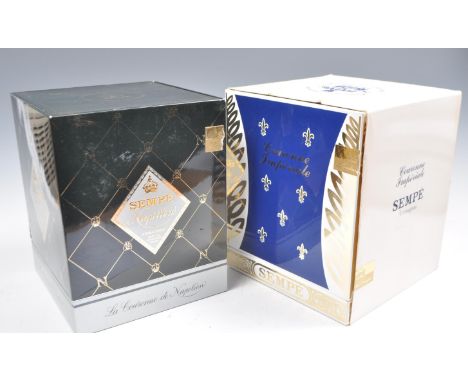 2 bottles of French Sempe Armagnac to include Crown Of Napoleon Armagnac complete in original box with sleeve. The decanter i