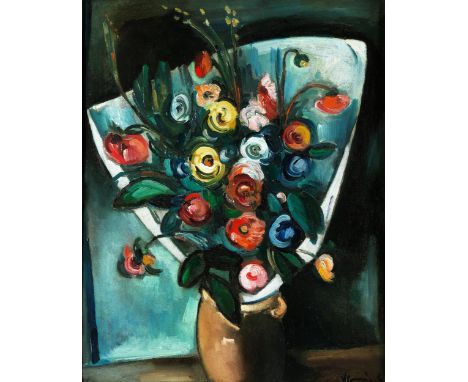 Maurice de Vlaminck, 1876 Paris – 1958 Rueil-la-GadelièreBOUQUET DE FLEURSÖl auf Leinwand. Doubliert.81 x 65 cm.Rechts unten 