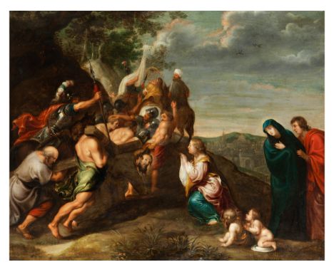 Flämischer Maler des 17. Jahrhunderts in der Art des Peter Paul RubensAufstieg zum KalvarienbergÖl auf Kupfer.70 x 87 cm.Unte