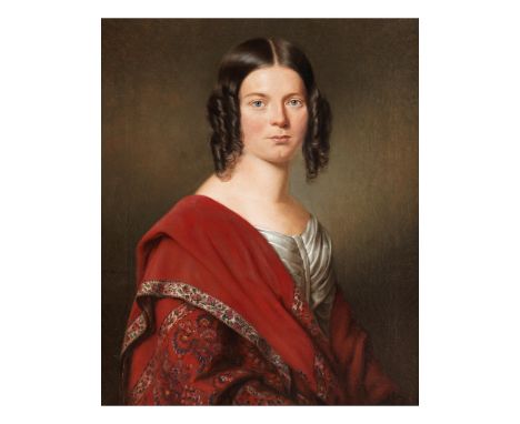 Pawel Andreievich Fedotov, 1815 – 1852Portrait einer eleganten DameÖl auf Leinwand.71,5 x 57,5 cm.Links unten signiert und da
