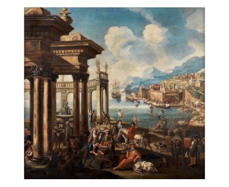 Pietro Maurizio Bolckman, 1640 Gorinchem – 1710 TurinMaritime Vedute von Nizza, um 1685Öl auf Leinwand. Doubliert.100 x 105 c