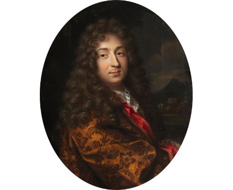 Französischer Meister des 18. JahrhundertsPortrait eines AdeligenÖl auf Leinwand. Doubliert. Im Hochoval.72 x 58 cm.In vergol