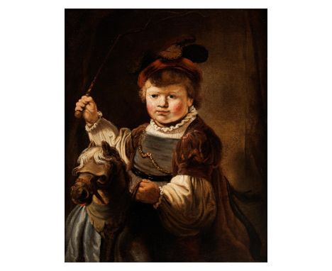 Govaert Flinck, 1615 – 1660, zug.Junge auf einem Pony reitendÖl auf Leinwand. Doubliert.75 x 59 cm.Vor beige-braunem Hintergr