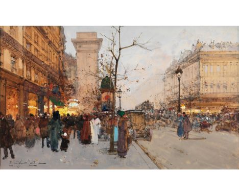 Eugène Galien-Laloue, 1854 Paris– 1941 ChérencePorte Saint-Denis in ParisFeder und Gouache auf Papier19,5 x 32 cm.Links unten