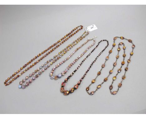 A Collection of Vintage Foil Glass Bead Necklaces. (5)