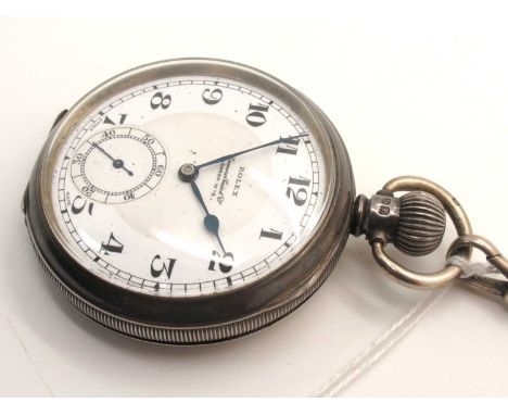 Rolex; A Hallmarked Silver Cased Openface Pocket Watch, the 'Rolex Camerer Cuss &amp; Co London W.12' signed white enamel dia