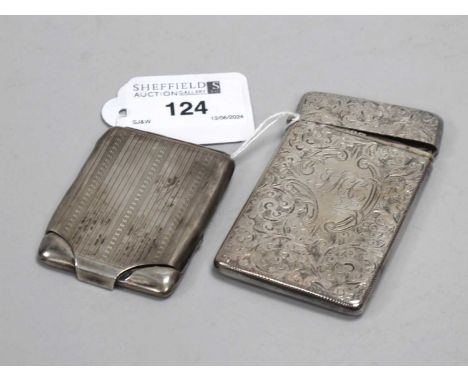 A Hallmarked Silver Card Case, Birmingham 1899, allover leaf scroll engraved, gilt lined, initialled, 8cm; A Hallmarked Silve